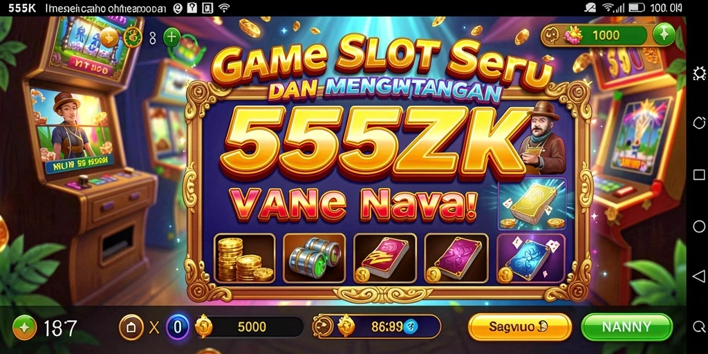Tampilan menarik gameplay Slot 555ZK dengan fitur bonus.