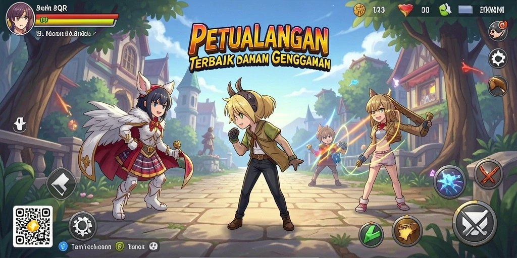 Gameplay menawan dengan karakter anime ikonik saat bertualang.