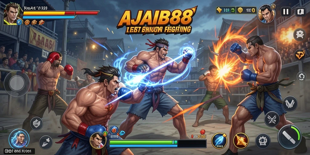 Tampilan gameplay AJAIB88 dengan aksi pertarungan yang mendebarkan.