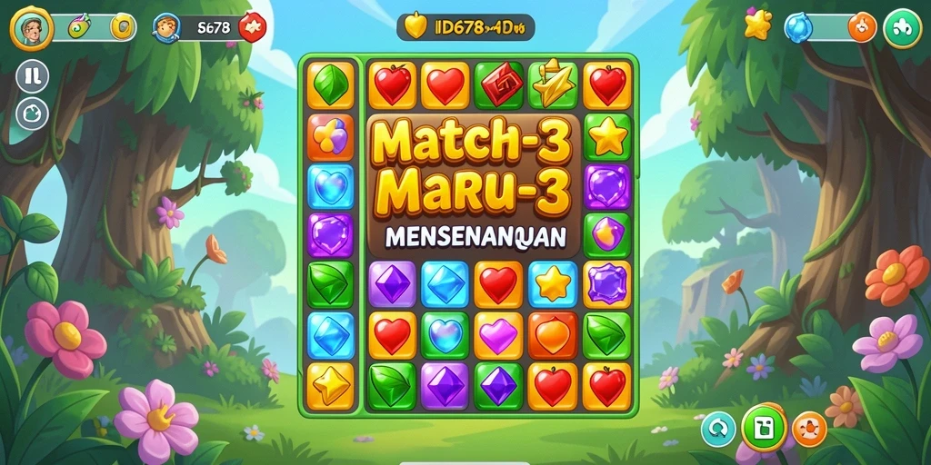 Tangkapan layar ID678 yang menampilkan gameplay Match-3 yang seru.