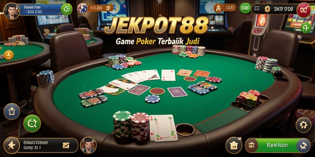 Screenshot gameplay Poker di JEKPOT88 yang menarik.