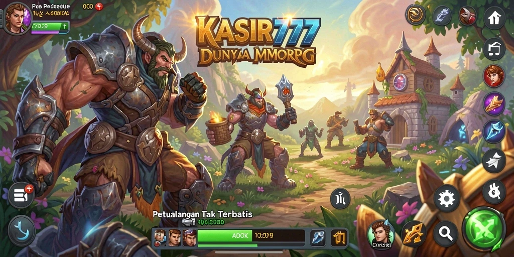 Screenshot gameplay KASIR777 menampilkan pertempuran seru di dunia MMORPG.