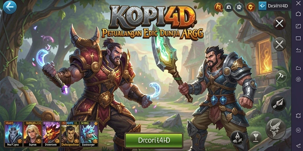 Tangkapan layar menunjukkan aksi seru dalam KOPI4D dengan pertarungan yang intens.