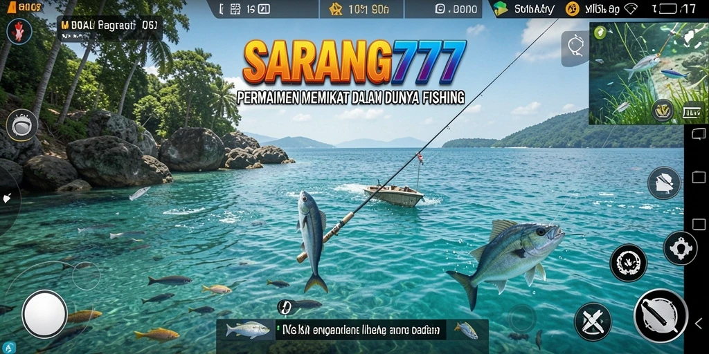 Tampilan gameplay SARANG777 yang memikat saat memancing ikan.