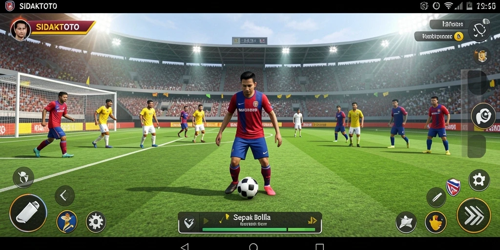 Tampilan gameplay seru SIDAKTOTO dengan aksi sepak bola yang menegangkan.