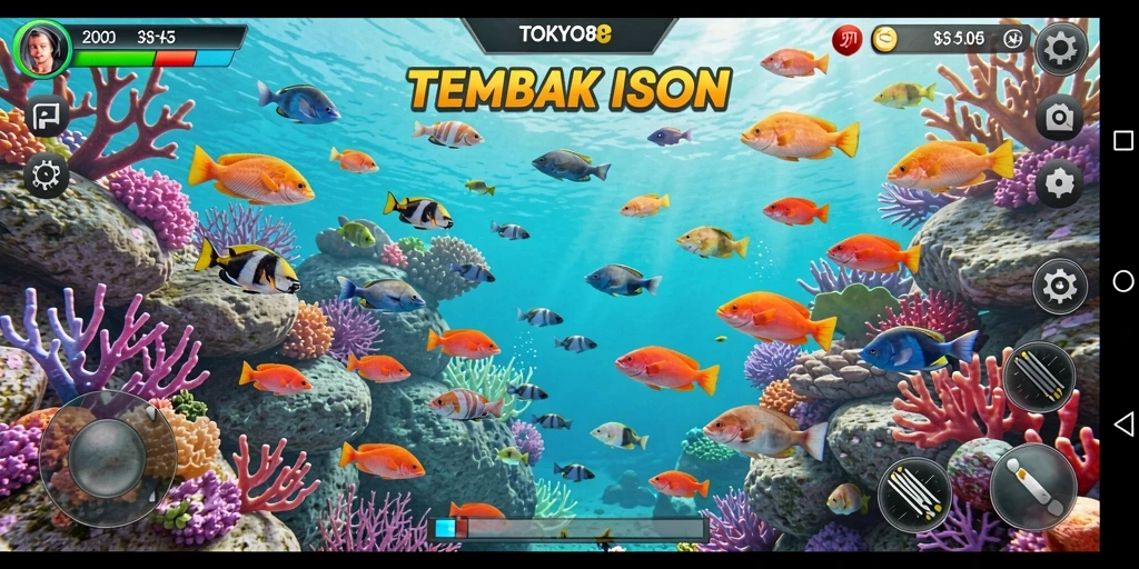 Tampilan gameplay seru di TOKYO88 dengan aksi menembak ikan.