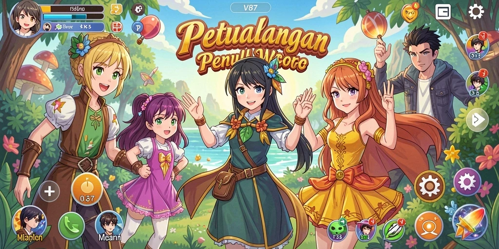 Screenshot gameplay V87 menampilkan pertarungan seru dalam dunia anime.